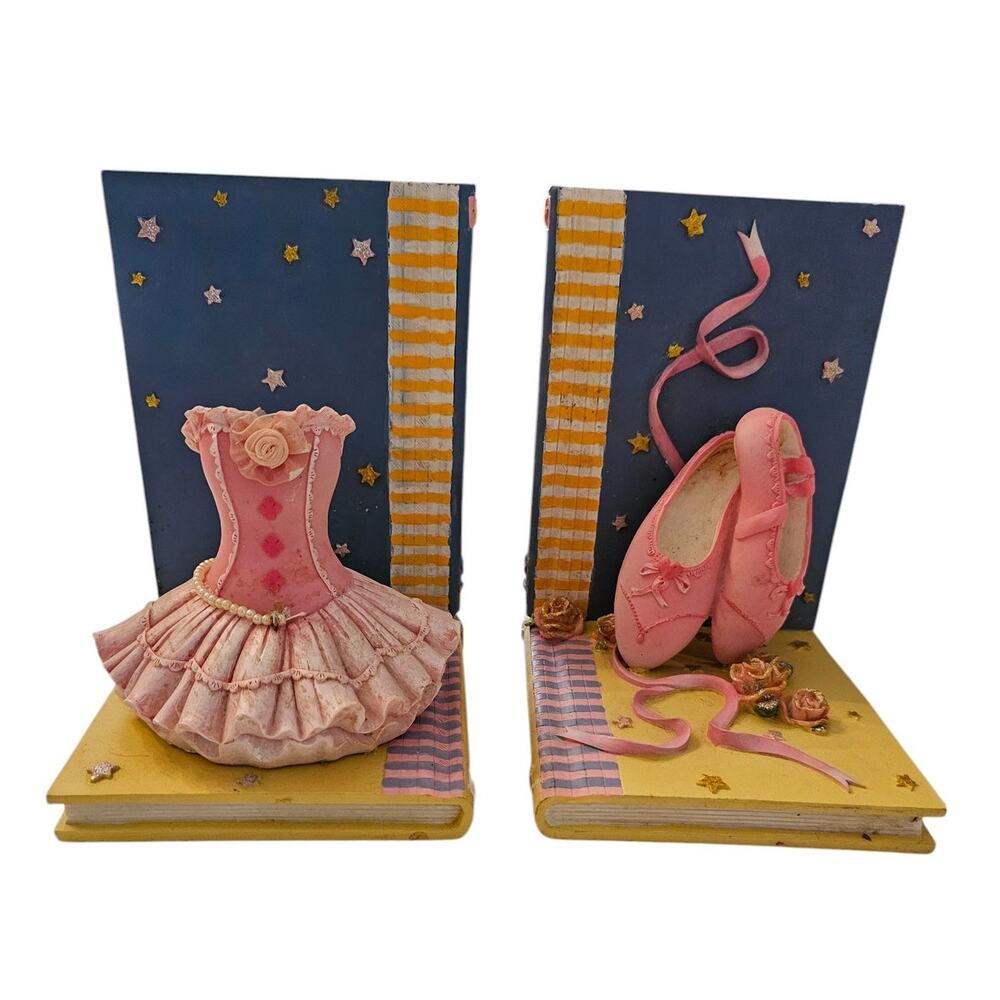 Set of Vintage Ballerina Dancer Ballet Slipper Bookends Girls Bedroom Decor